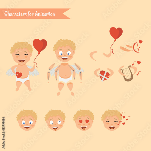 Cupid angels icons set - little boy