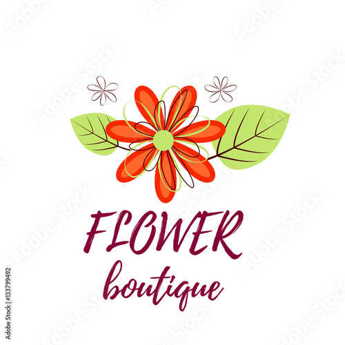 Bright logo for a flower shop. bouquet wedding , floral boutique, beauty salon
