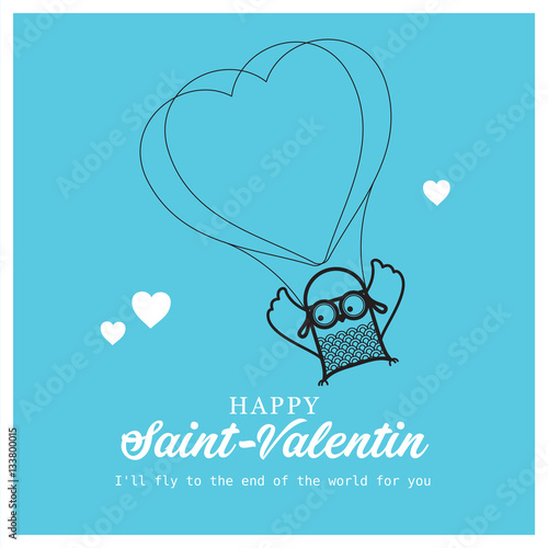 chouette en plein vol pour fêter la saint-valentin même au bout du monde