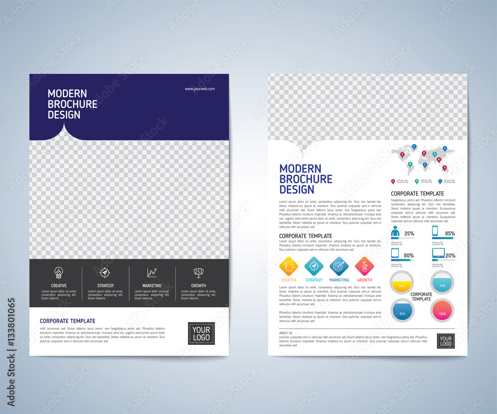 Obraz premium Business brochure flyer design layout template. Business brochure, flyer, magazine cover design template vector.layout education annual report A4 size.