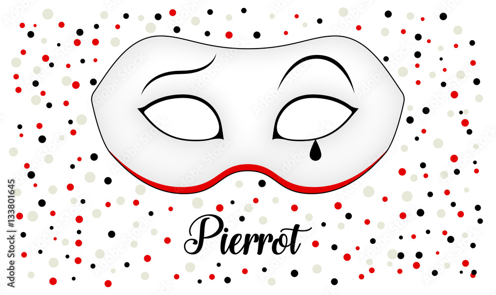 Maschera di carnevale Pierrot con coriandoli Stock Vector | Adobe Stock