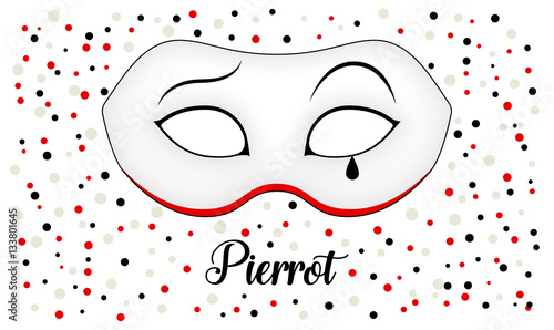 Maschera di carnevale Pierrot con coriandoli