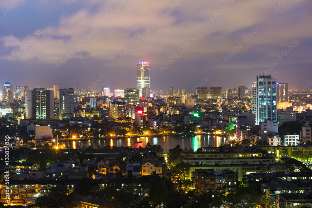 Aerial view of Hanoi skyline at night Aerial view of Hanoi skyline at night