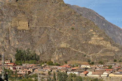 Pinkulluna Inca ruins in Ollantaytambo, Peru photo