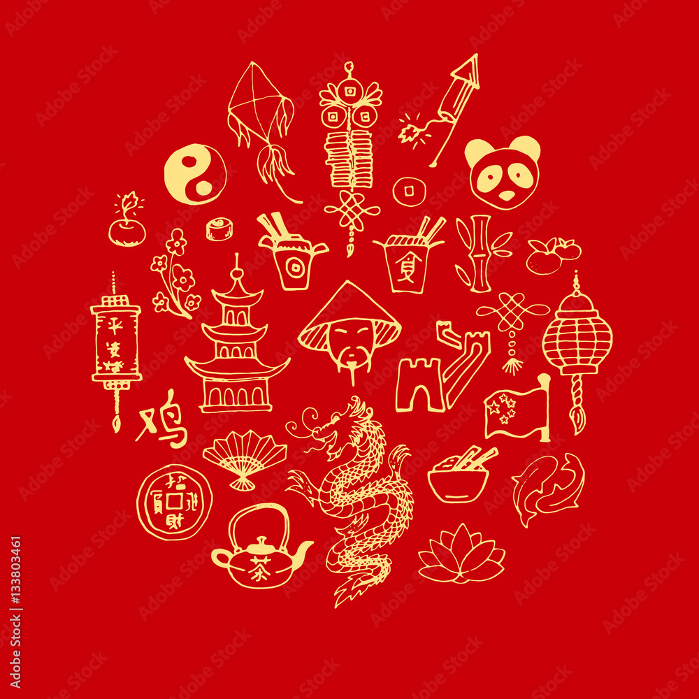 Icons of China decorated in circle