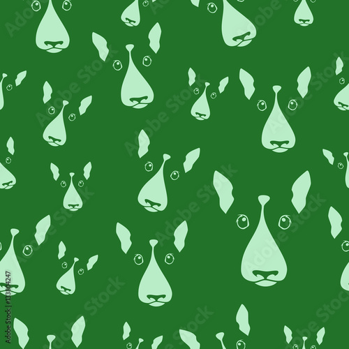 Happy dog bull terrier black and white vector background. Seamless pattern.