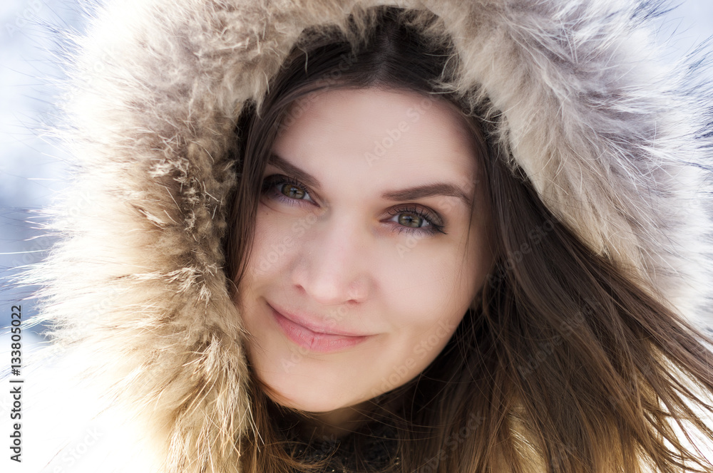 Beautiful girl in the hood with fur Beautiful girl in the hood with fur