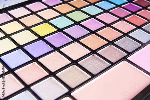 Palette of colorful eye shadows