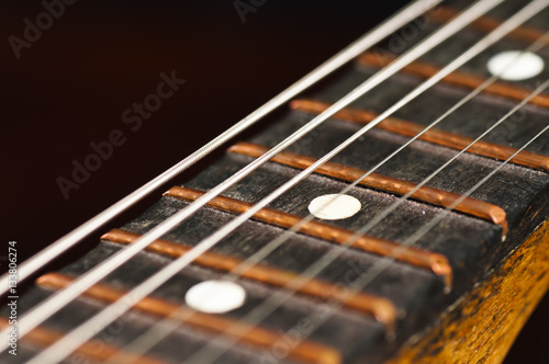 guitar strings macro, selective focus image