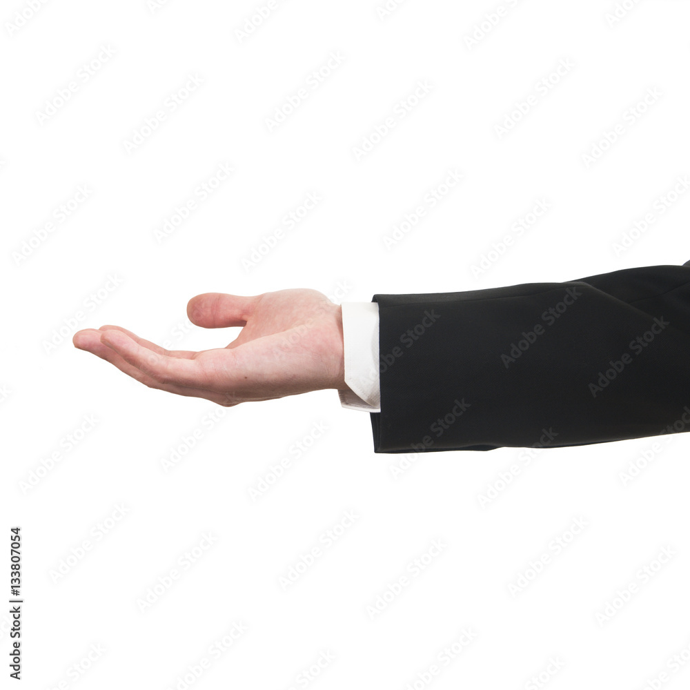businessman hand holds somthing on white background