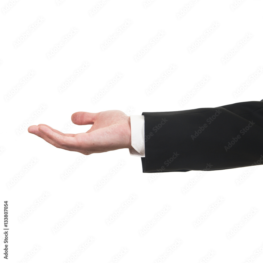 businessman hand holds somthing on white background businessman hand holds somthing on white background