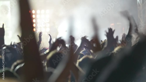 4K Concert crowd at live music concert, festival