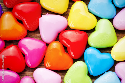 Colorful Valentines Day background with hearts.