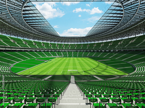 3D render of a round football -  soccer stadium with  green seats