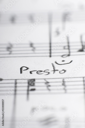 Handwritten musical notes, shallow DOF