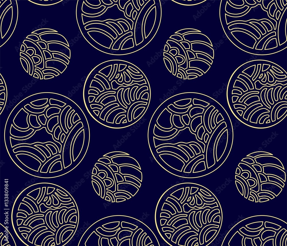 Fototapeta premium Abstract seamless background . Circlies pattern in oriental style. Vector illustration.