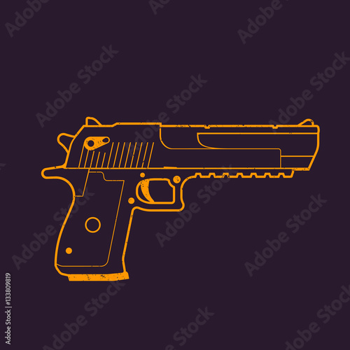 pistol outline, handgun, gun vector illustration