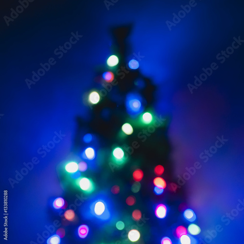 Christmas tree with bright colored lights