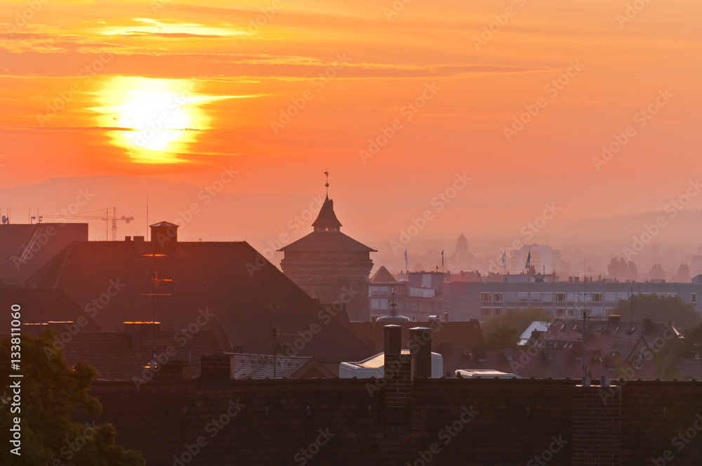 Naklejka premium Sunrise over Nuremberg