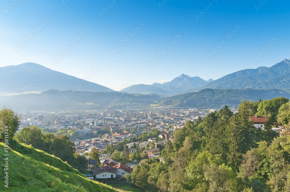 Aerial view of Innsbruck city in Austria