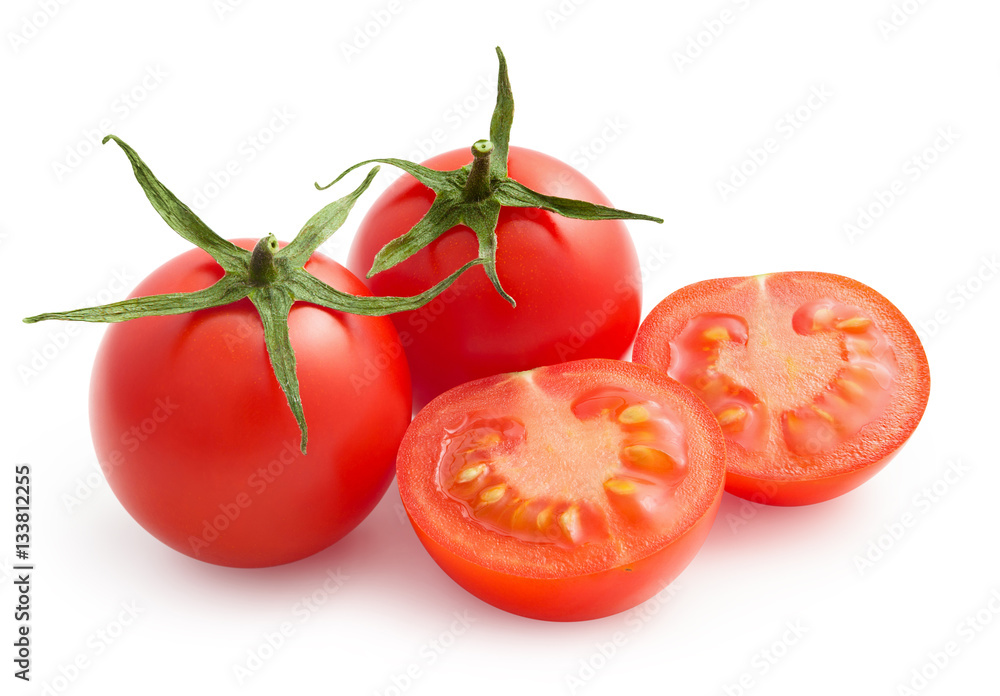 Cherry tomatoes isolated on white background with clipping path Cherry tomatoes isolated on white background with clipping path