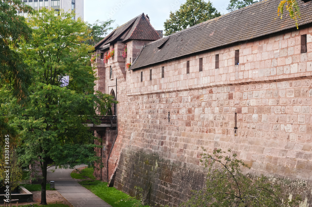 The fortress wall of the old city of Nuremberg