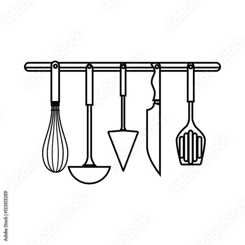 set cutlery kitchen tool isolated icon vector illustration design