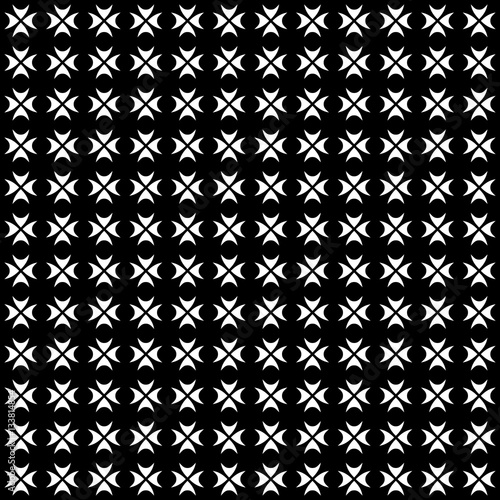 Vector monochrome seamless pattern, simple dark minimalist texture, black & white geometric figures, repeat backdrop. Abstract endless background. Design element for prints, decoration, textile, cloth
