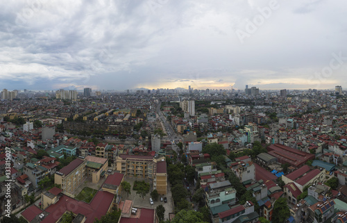 Aerial view of Hanoi cityscape from Lac Trung street to Thanh Nhan street, Hai Ba Trung district, south east of Hanoi