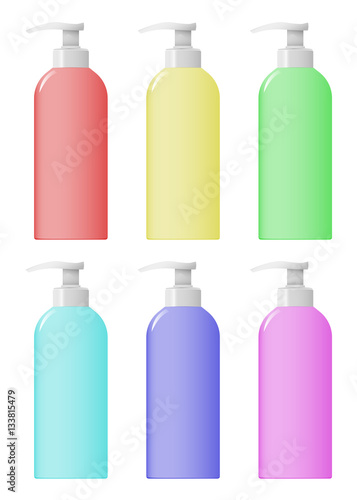 A set of colorful cosmetic jars