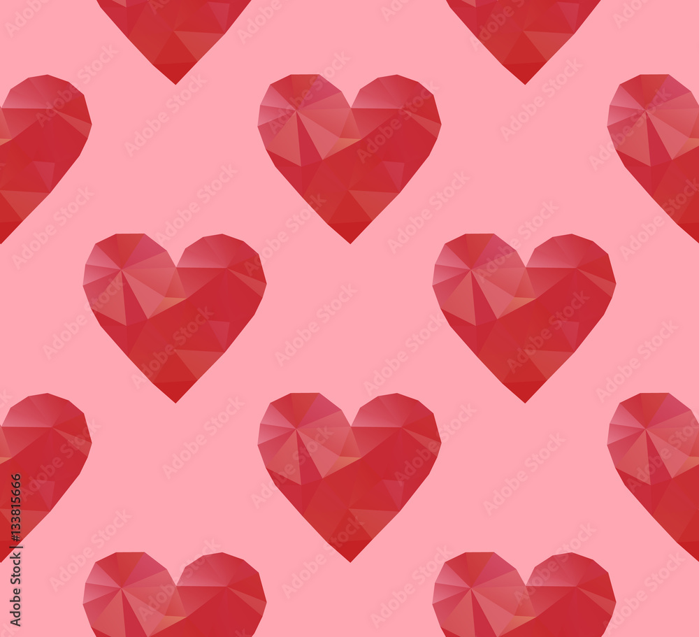 polygonal red hearts polygonal red hearts