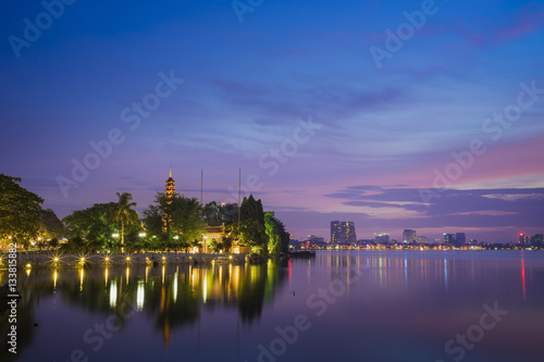 Tran Quoc pagoda in the afternoon in Hanoi  Vietnam. This pagoda locates on a small island near the southeastern shore of West Lake. This is the oldest Buddhist temple and tourist destination in Hanoi