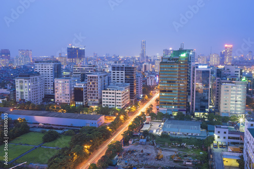 Hanoi aerial cityscape at night