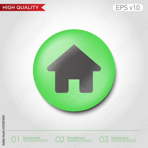 Colored icon or button of home or house symbol with background