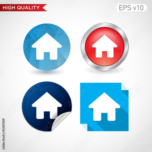 Colored icon or button of home or house symbol with background © samoilenkomv