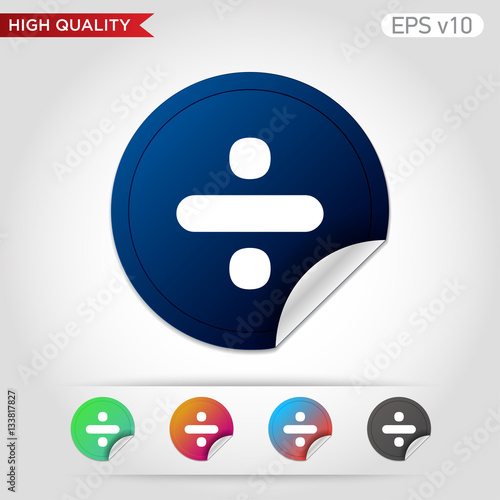 Colored icon or button of divided symbol with background
