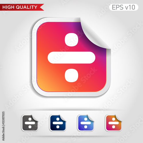 Colored icon or button of divided symbol with background