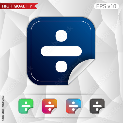 Colored icon or button of divided symbol with background