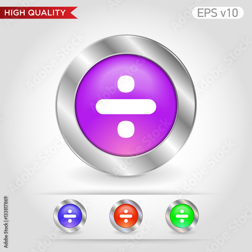 Colored icon or button of divided symbol with background