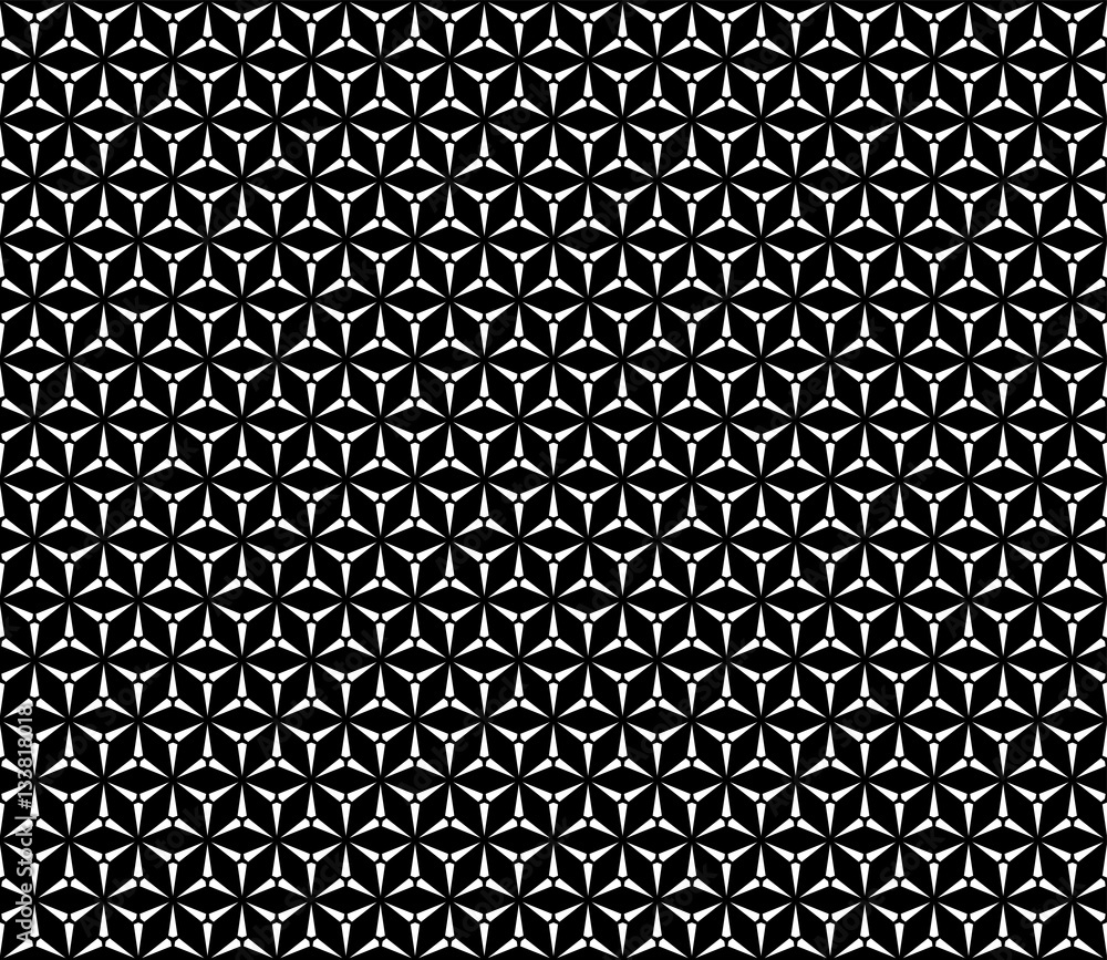 Vector seamless pattern, simple dark geometric triangular texture. Illustration of windmills, fans. Abstract black & white endless background, repeat tiles. Design element for prints, textile, digital Vector seamless pattern, simple dark geometric triangular texture. Illustration of windmills, fans. Abstract black & white endless background, repeat tiles. Design element for prints, textile, digital