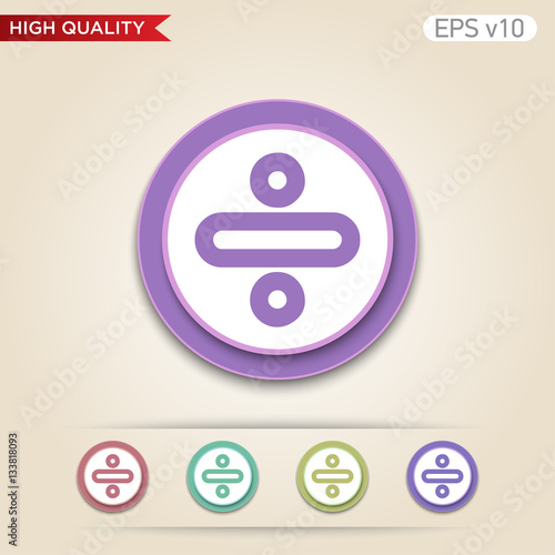 Colored icon or button of divided symbol with background