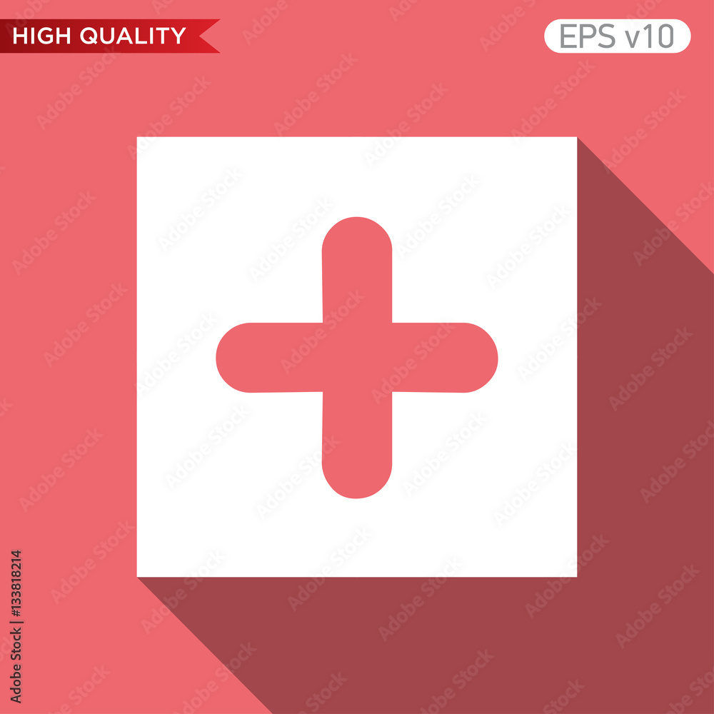 Obraz premium Colored icon or button of plus symbol with background