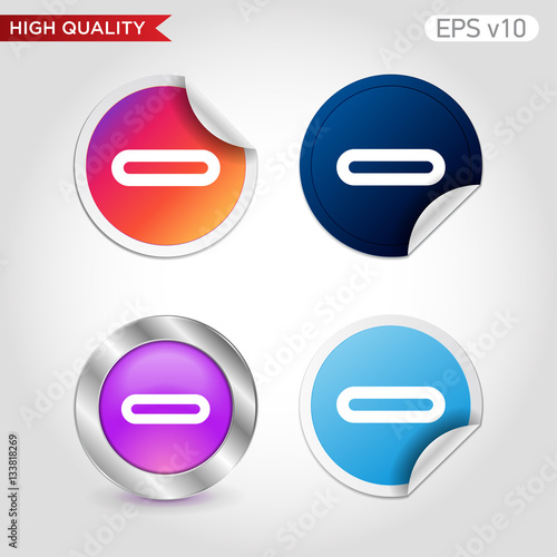Colored icon or button of minus symbol with background