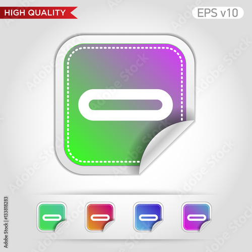 Colored icon or button of minus symbol with background