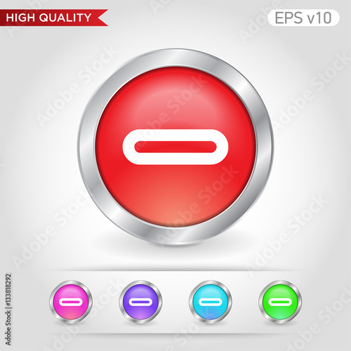 Colored icon or button of minus symbol with background