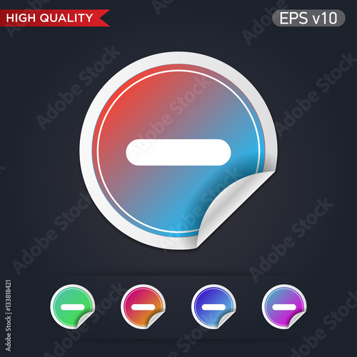 Colored icon or button of minus symbol with background