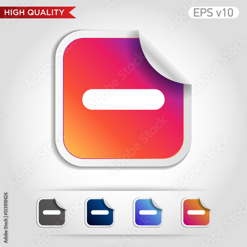 Colored icon or button of minus symbol with background