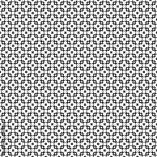 Vector monochrome seamless pattern, simple black & white repeat geometric texture, endless mosaic background, retro style. Abstract ornamental backdrop. Design element for decoration, textile, cloth