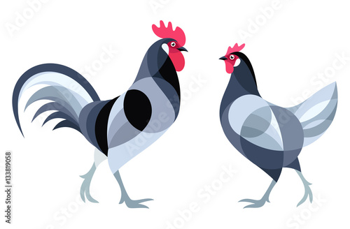 Stylized Birds - Andalusian Chicken