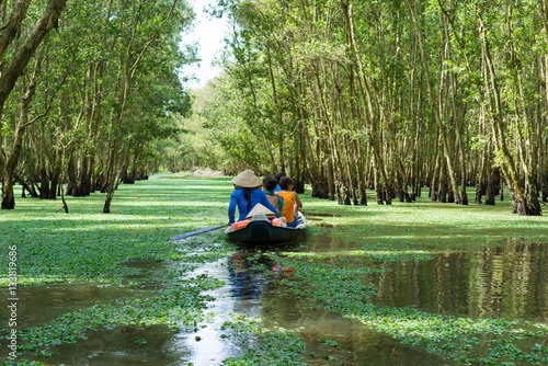 Tourism rowing boat in Mekong delta, Vietnam